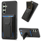 Carbon Fiber Fold Stand Elastic Card Bag Phone Case