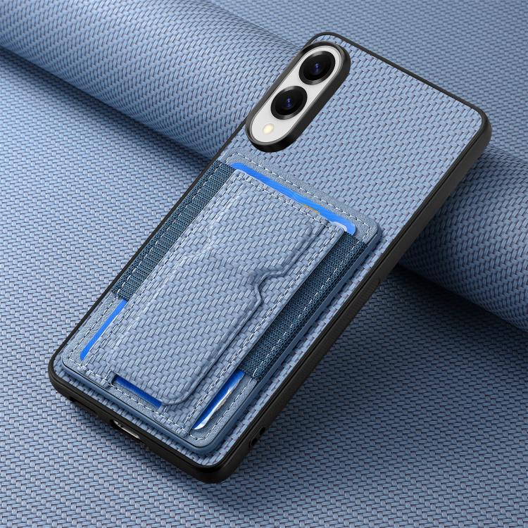 Carbon Fiber Fold Stand Elastic Card Bag Phone Case