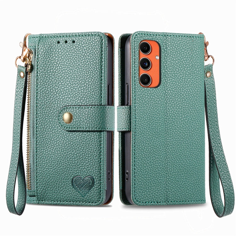 Love Zipper Lanyard Leather Phone Case