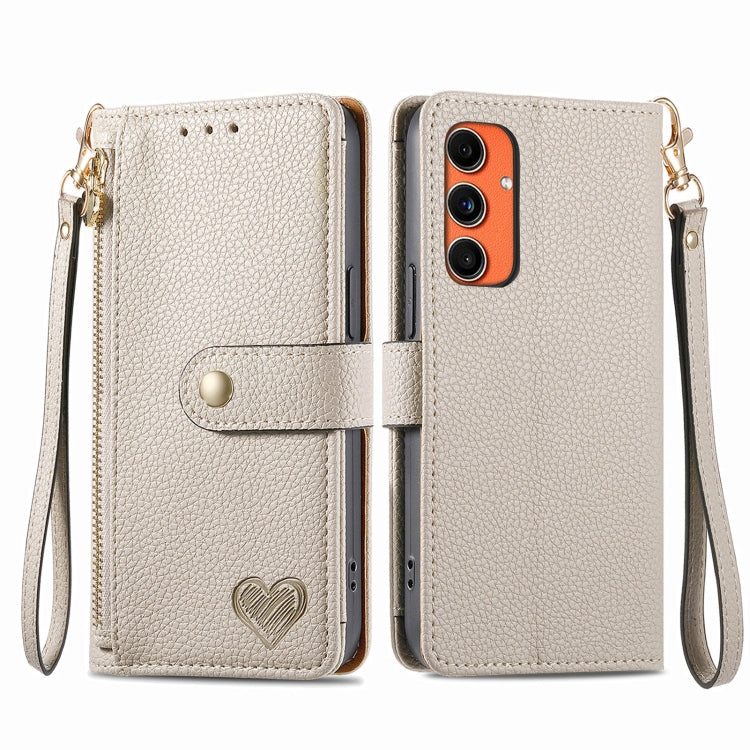 Love Zipper Lanyard Leather Phone Case