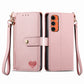 Love Zipper Lanyard Leather Phone Case