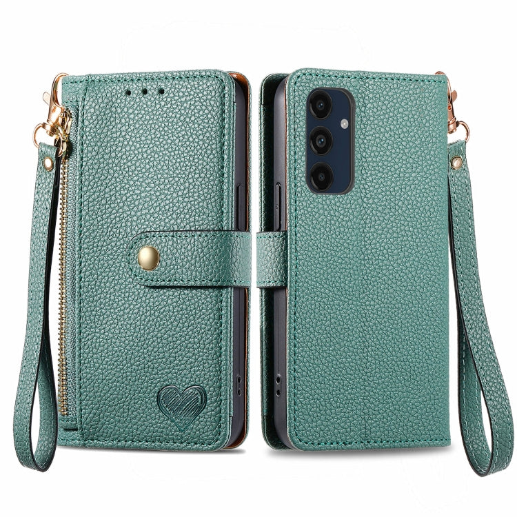 Love Zipper Lanyard Leather Phone Case