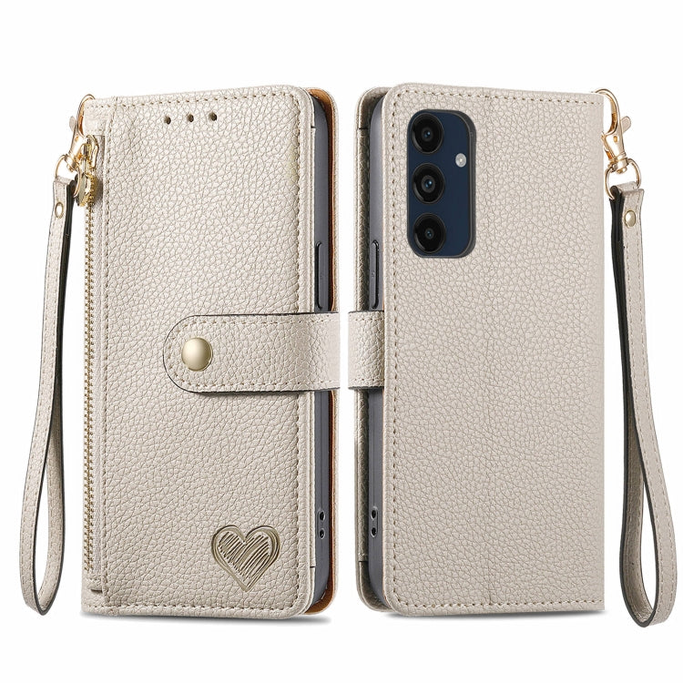 Love Zipper Lanyard Leather Phone Case