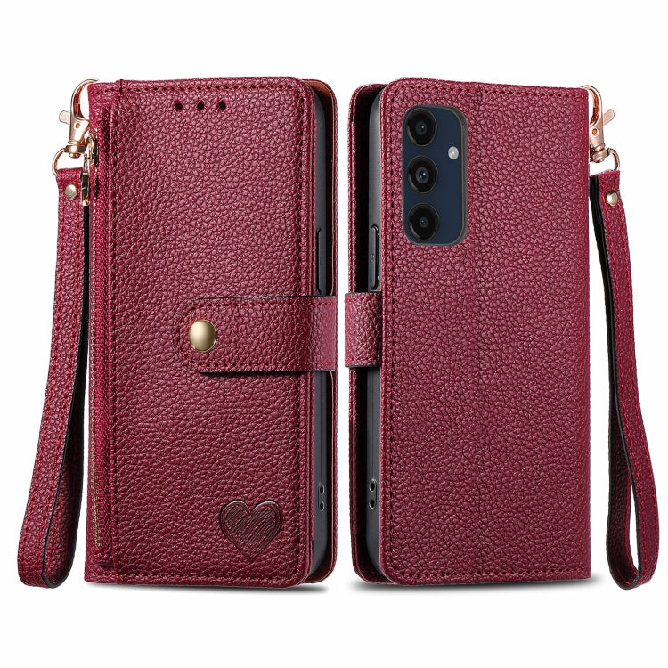 Love Zipper Lanyard Leather Phone Case