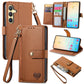 Love Zipper Lanyard Leather Phone Case