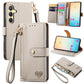Love Zipper Lanyard Leather Phone Case