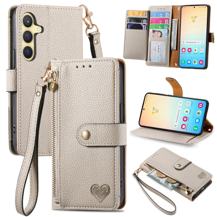 Love Zipper Lanyard Leather Phone Case