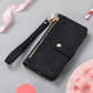 Love Zipper Lanyard Leather Phone Case