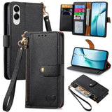 Love Zipper Lanyard Leather Phone Case