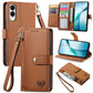 Love Zipper Lanyard Leather Phone Case