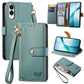 Love Zipper Lanyard Leather Phone Case