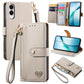 Love Zipper Lanyard Leather Phone Case