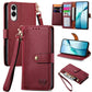 Love Zipper Lanyard Leather Phone Case