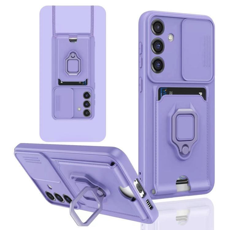 Sliding Camshield Magnetic Card Holder Silicone Phone Case, For Samsung Galaxy S25 Edge 5G, For Samsung Galaxy A56 5G, For Samsung Galaxy A26 5G, For Samsung Galaxy A36 5G, For Samsung Galaxy A16, For Samsung Galaxy S25+ 5G�����������������������������...