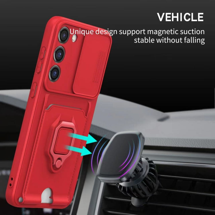 Sliding Camshield Magnetic Card Holder Silicone Phone Case, For Samsung Galaxy A53 5G, For Samsung Galaxy A13 4G, For Samsung Galaxy S22 Ultra 5G, For Samsung Galaxy S22+ 5G, For Samsung Galaxy A13 5G, For Samsung Galaxy A52 4G / 5G��������������������...