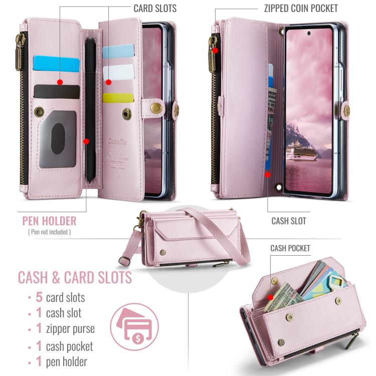 CaseMe C36 Card Slots Zipper Wallet RFID Anti-theft Leather Phone Case