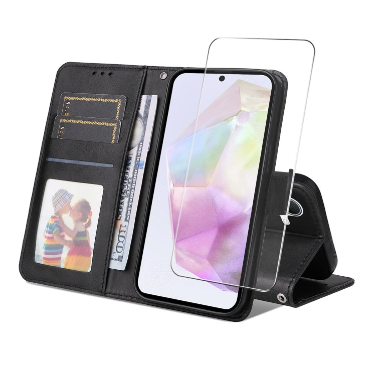 ENKAY Card Wallet Calf Texture Leather Phone Case with Screen Film