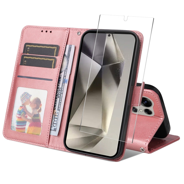 ENKAY Card Wallet Calf Texture Leather Phone Case with Screen Film