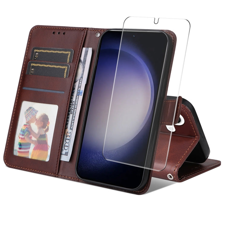 ENKAY Card Wallet Calf Texture Leather Phone Case with Screen Film