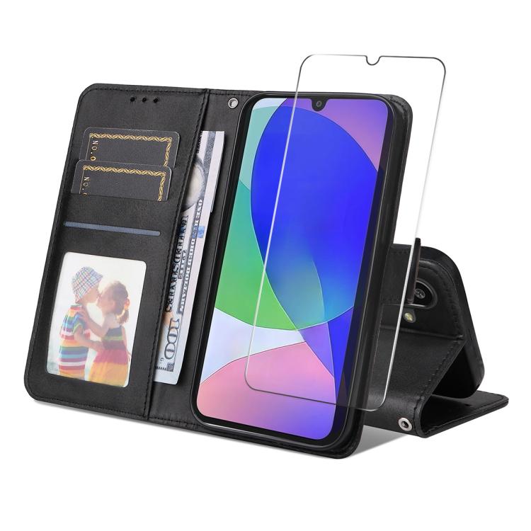 ENKAY Card Wallet Calf Texture Leather Phone Case with Screen Film