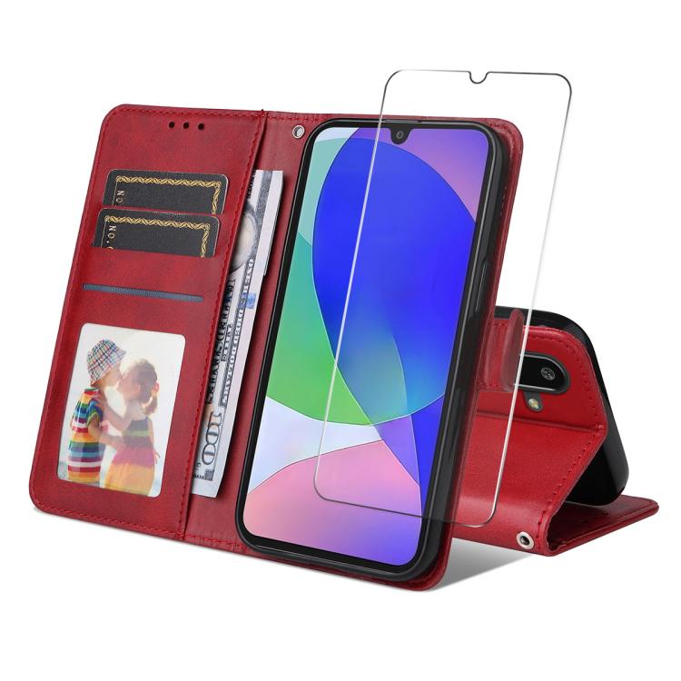 ENKAY Card Wallet Calf Texture Leather Phone Case with Screen Film