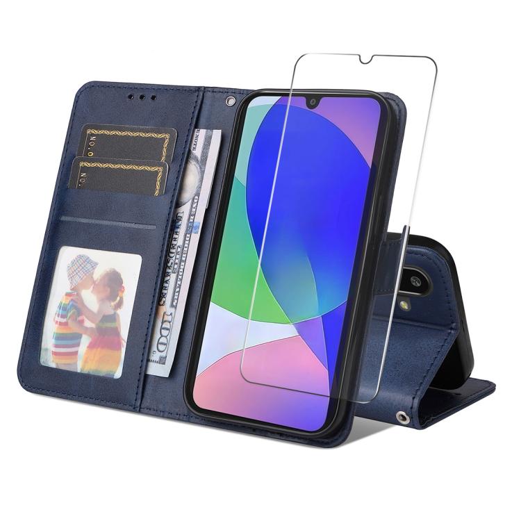 ENKAY Card Wallet Calf Texture Leather Phone Case with Screen Film