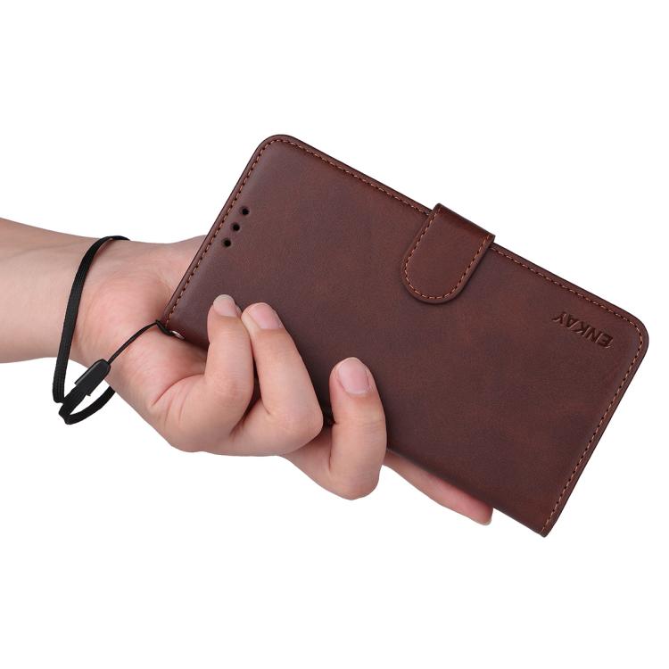 ENKAY Card Wallet Calf Texture Leather Phone Case with Screen Film