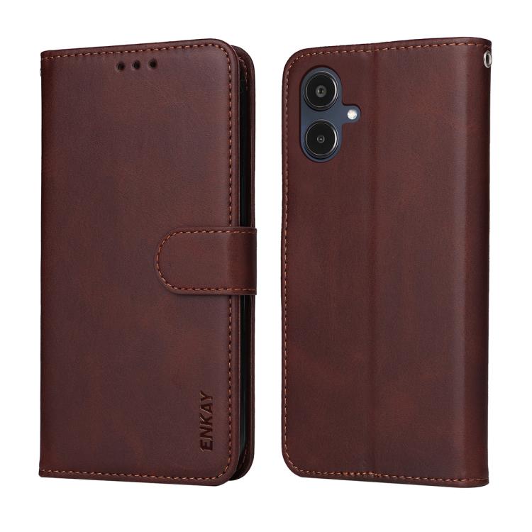 ENKAY Card Wallet Calf Texture Leather Phone Case with Screen Film