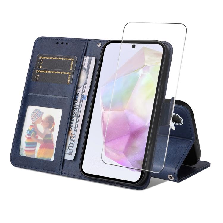 ENKAY Card Wallet Calf Texture Leather Phone Case with Screen Film
