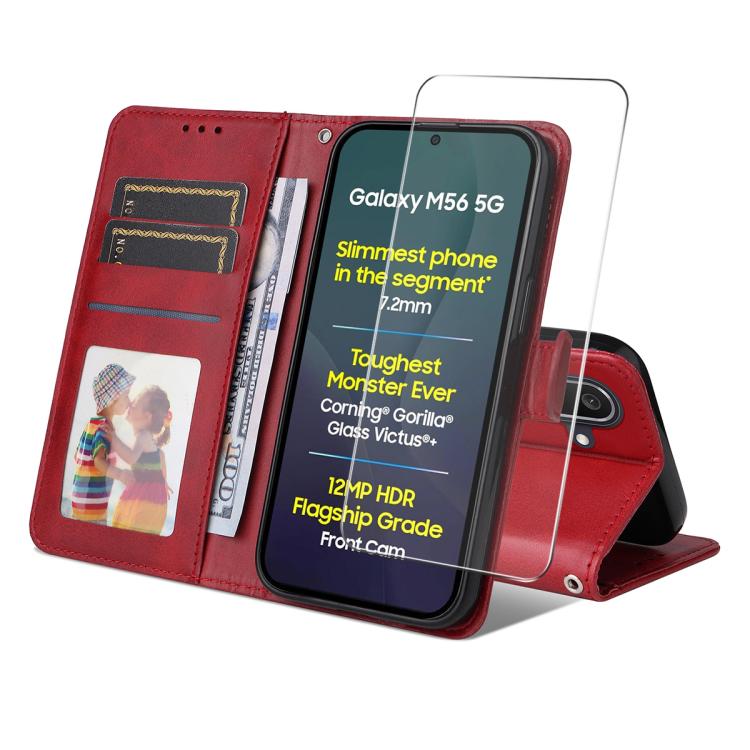 ENKAY Card Wallet Calf Texture Leather Phone Case with Screen Film