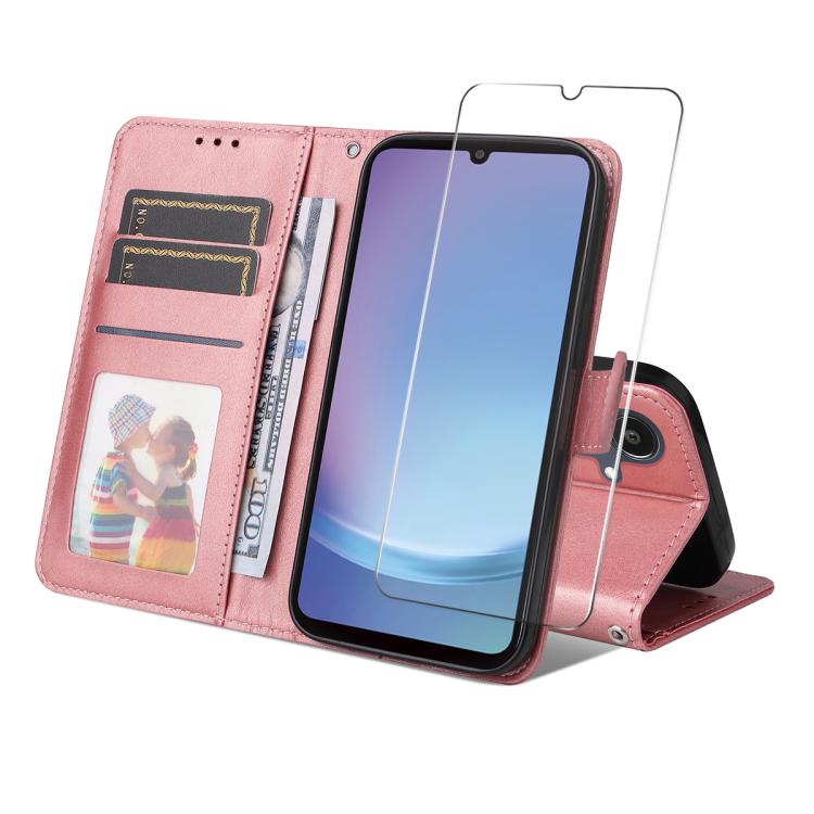 ENKAY Card Wallet Calf Texture Leather Phone Case with Screen Film