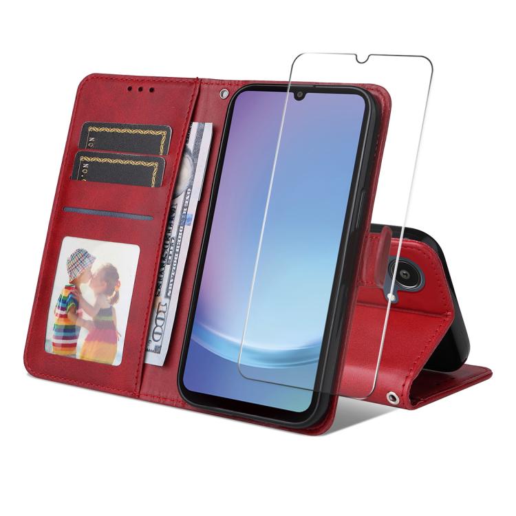 ENKAY Card Wallet Calf Texture Leather Phone Case with Screen Film