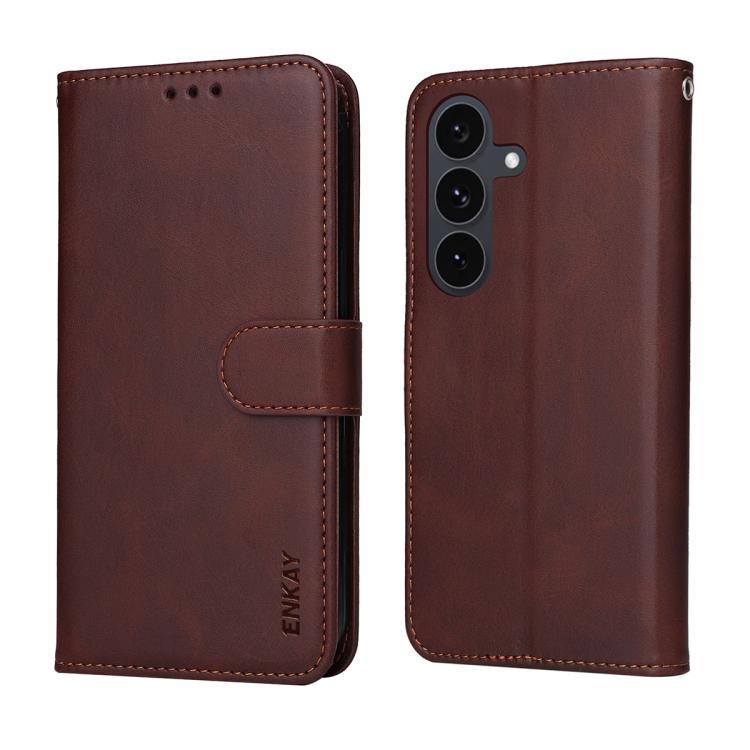 ENKAY Card Wallet Calf Texture Leather Phone Case with Screen Film