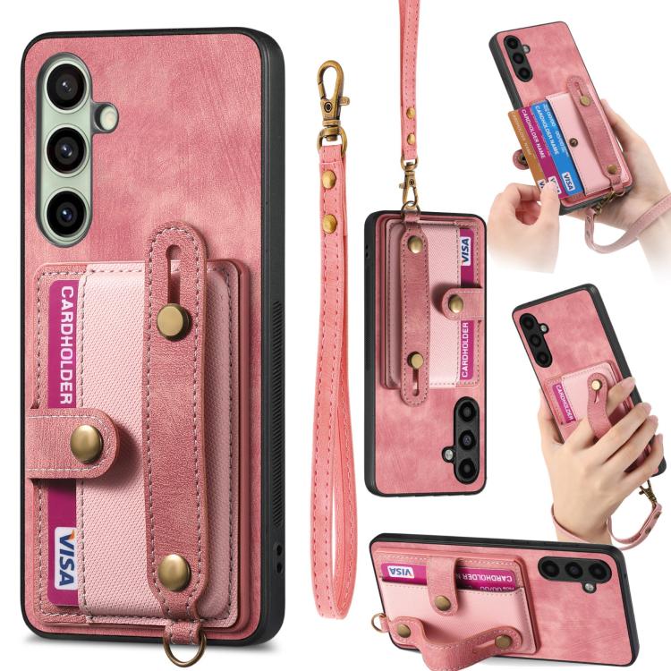 Retro Cross Wristband Wallet Leather Back Phone Case, For Samsung Galaxy S25 Edge 5G, For Samsung Galaxy A56 5G, For Samsung Galaxy A36, For Samsung Galaxy S25 5G, For Samsung Galaxy S25+ 5G, For Samsung Galaxy S25 Ultra 5G