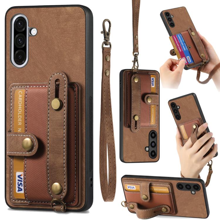 Retro Cross Wristband Wallet Leather Back Phone Case, For Samsung Galaxy S25 Edge 5G, For Samsung Galaxy A56 5G, For Samsung Galaxy A36, For Samsung Galaxy S25 5G, For Samsung Galaxy S25+ 5G, For Samsung Galaxy S25 Ultra 5G