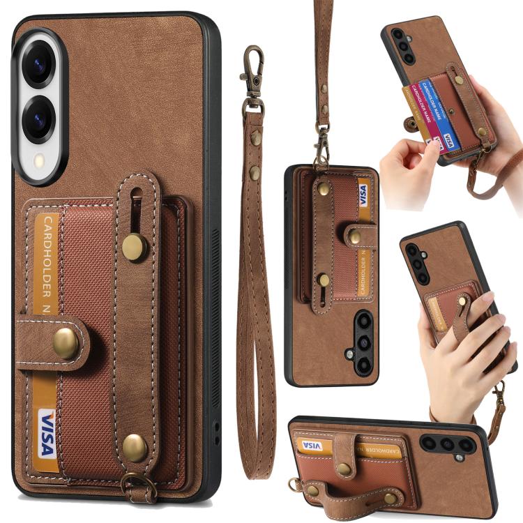 Retro Cross Wristband Wallet Leather Back Phone Case, For Samsung Galaxy S25 Edge 5G, For Samsung Galaxy A56 5G, For Samsung Galaxy A36, For Samsung Galaxy S25 5G, For Samsung Galaxy S25+ 5G, For Samsung Galaxy S25 Ultra 5G
