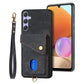 Retro Card Wallet Fold Leather Phone Case with Strap