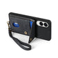 Retro Card Wallet Fold Leather Phone Case with Strap