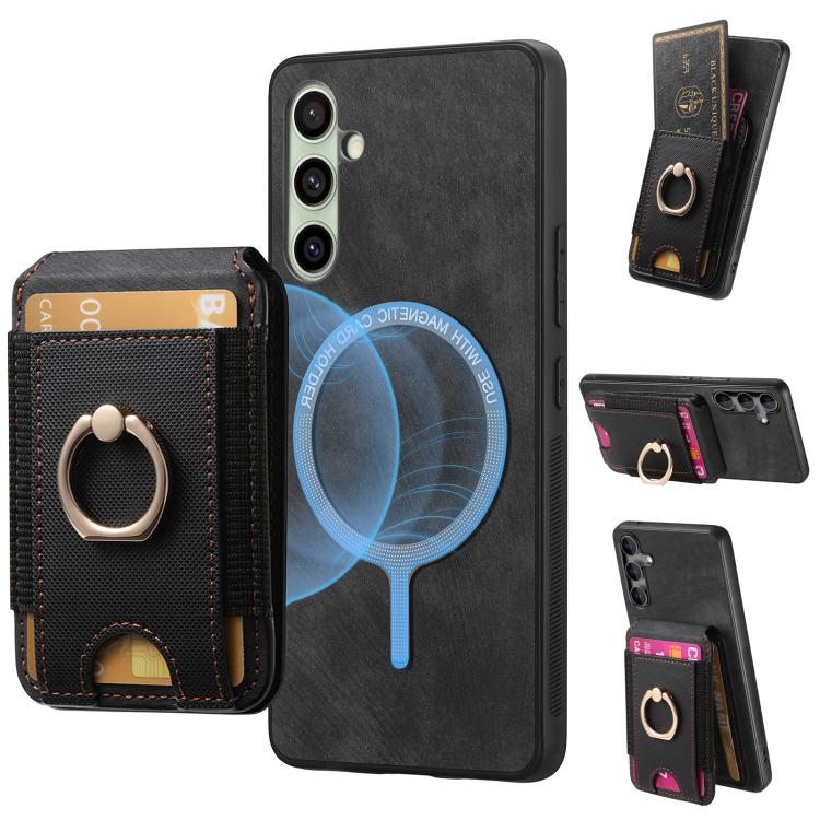 Retro Splitable Magnetic Stand Card Bag Leather Phone Case