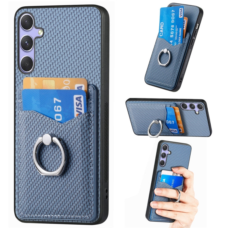 Carbon Fiber Card Wallet Ring Phone Case