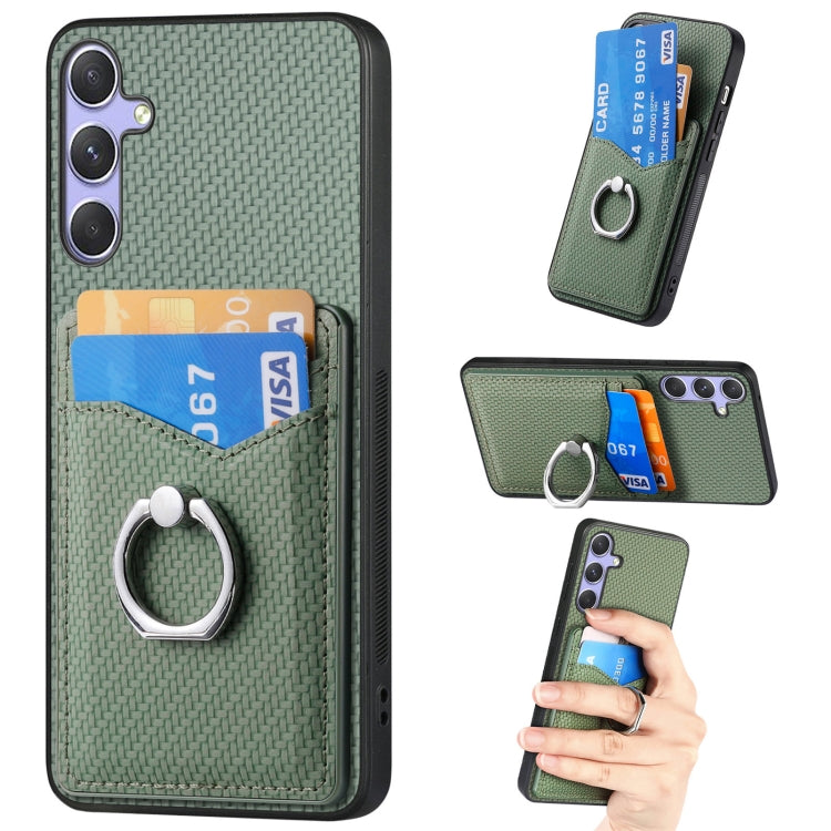 Carbon Fiber Card Wallet Ring Phone Case