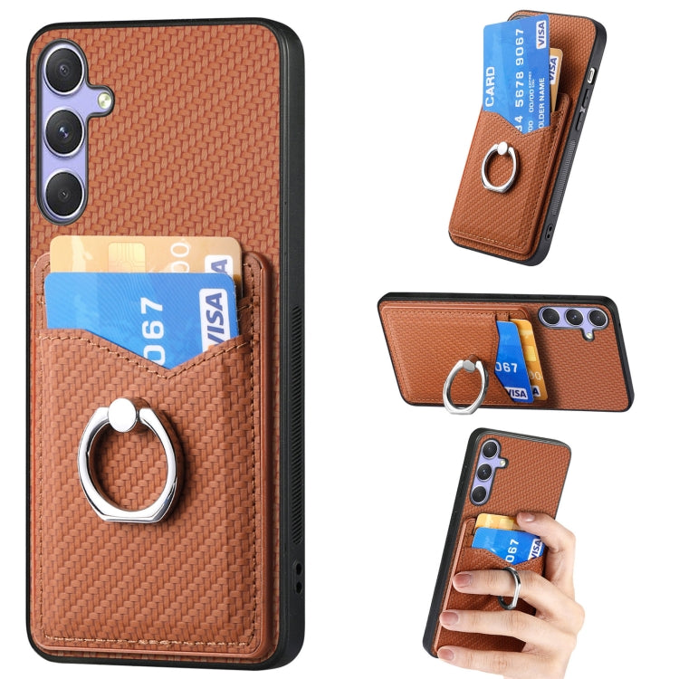 Carbon Fiber Card Wallet Ring Phone Case