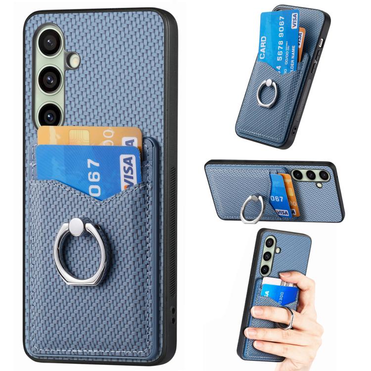 Carbon Fiber Card Wallet Ring Phone Case