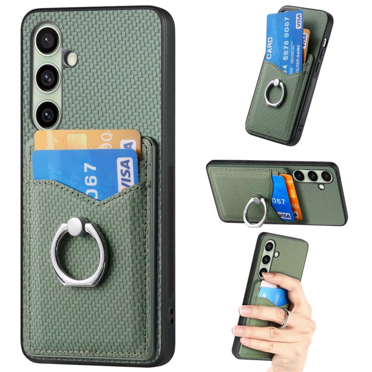 Carbon Fiber Card Wallet Ring Phone Case
