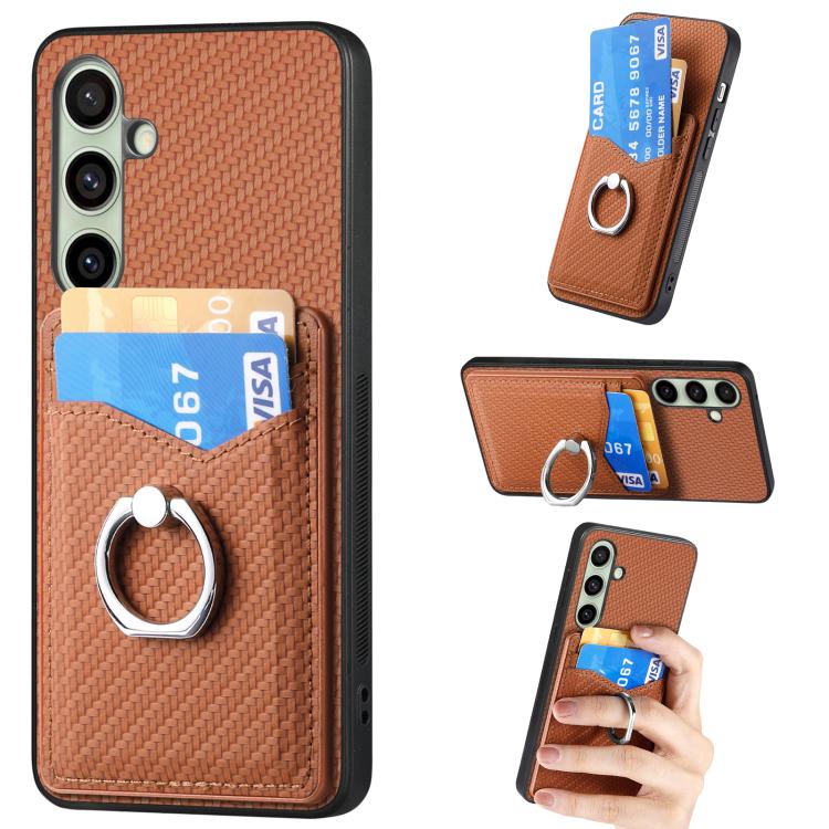 Carbon Fiber Card Wallet Ring Phone Case