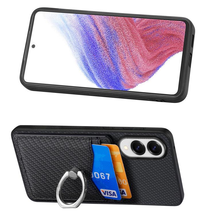 Carbon Fiber Card Wallet Ring Phone Case