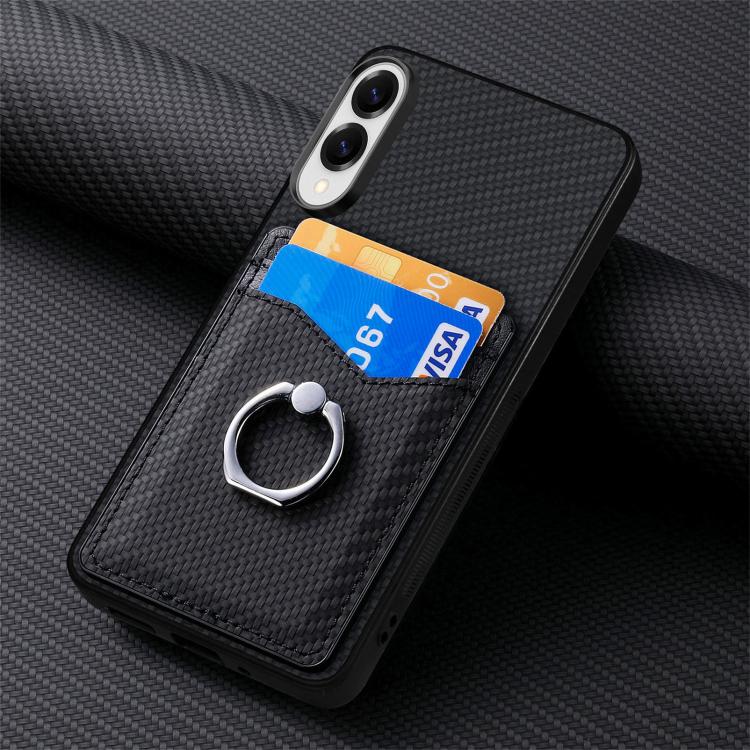 Carbon Fiber Card Wallet Ring Phone Case