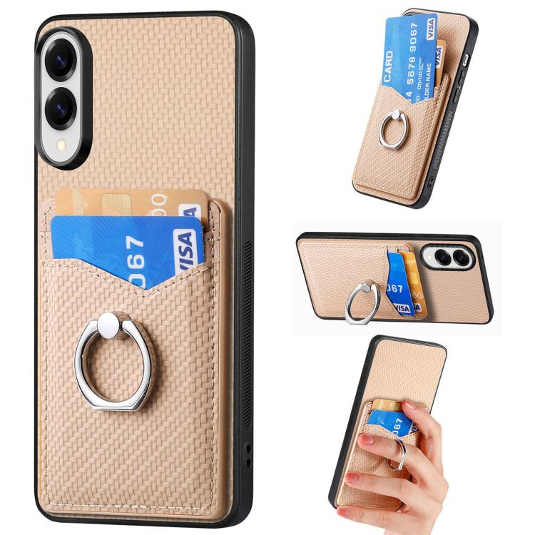 Carbon Fiber Card Wallet Ring Phone Case