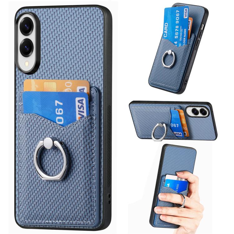Carbon Fiber Card Wallet Ring Phone Case