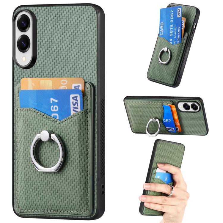 Carbon Fiber Card Wallet Ring Phone Case